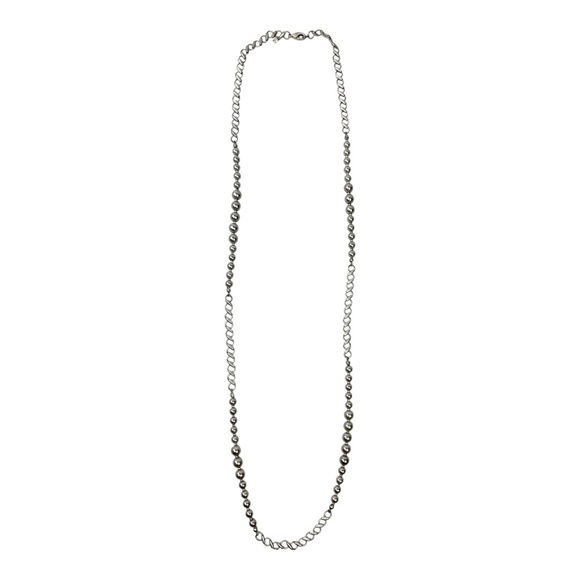 Pewter Chain Necklace w/ Metallic Beads | Brushed Silvertone | LOFT - Picture 10 of 10